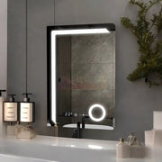 Oglinda Led 60X80Cm Lupa Senzor 3 Lumini Dezaburire Si Ceas W07 Mirror
