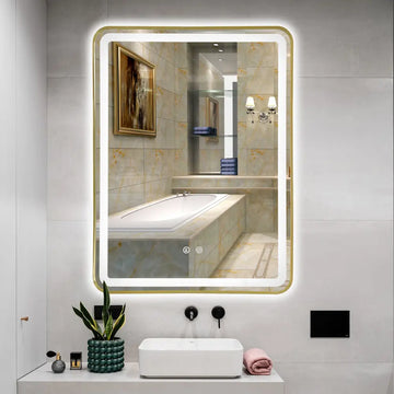 Oglinda LED 60x80cm Rama Aurie, 3 Lumini, Dezaburire si Touch OD039/GD