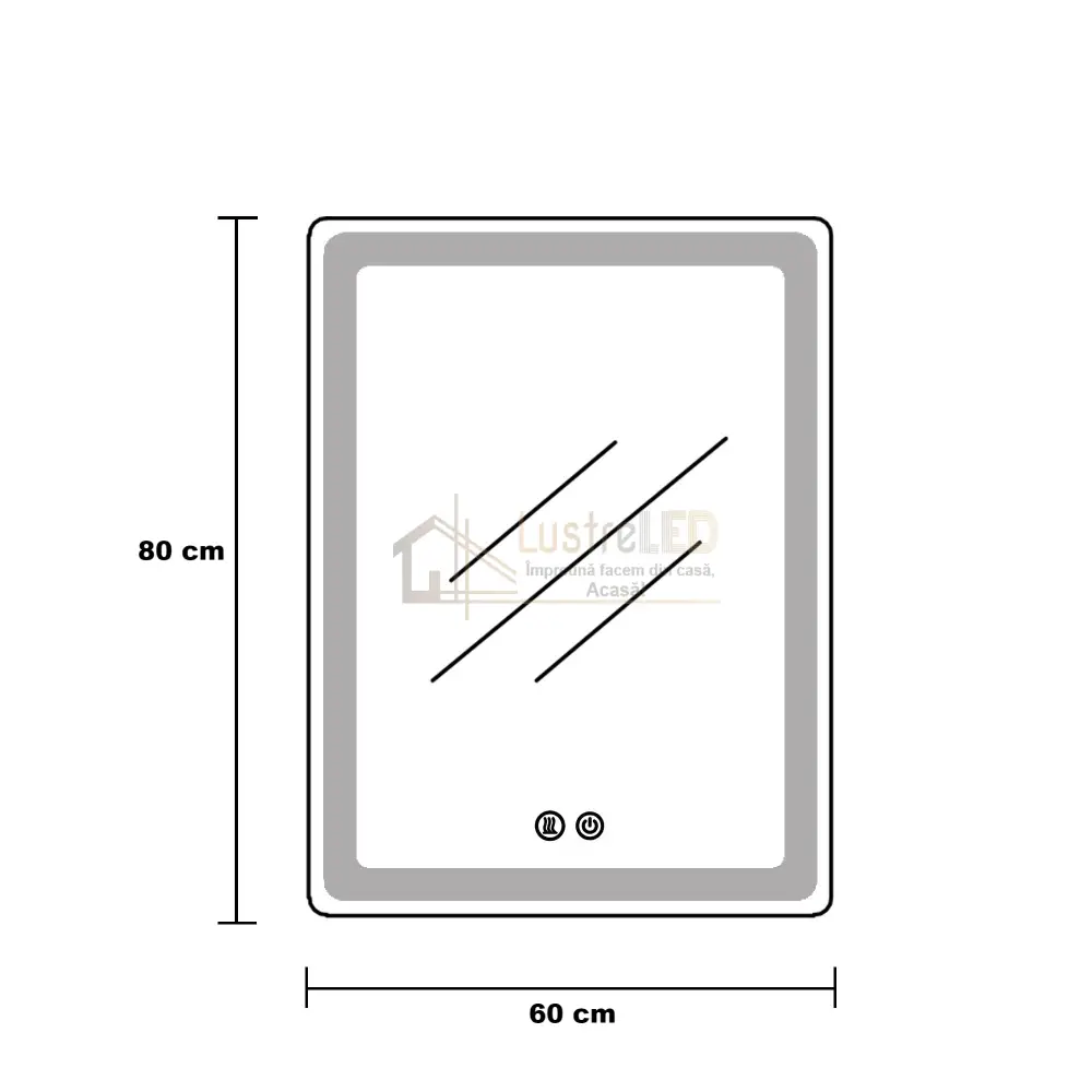 Oglinda Led 60X80Cm Rama Aurie 3 Lumini Dezaburire Si Touch Od039/Gd Led Mirror