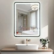 Oglinda Led 60X80Cm Rama Neagra 3 Lumini Dezaburire Si Touch Od039/Bk Mirror