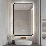 Oglinda Led 60X80Cm Rama Neagra 3 Lumini Dezaburire Si Touch Od041/Bk Led Mirror
