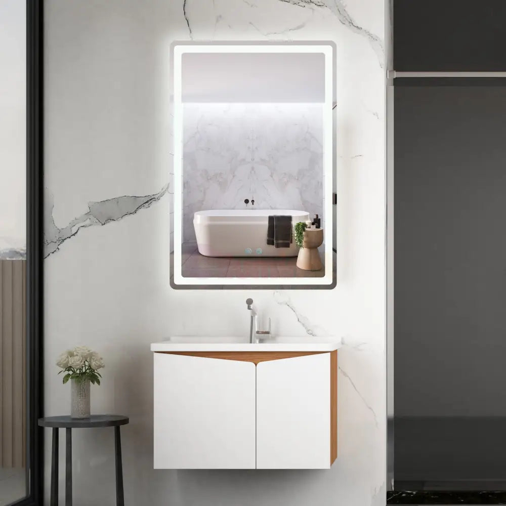 Oglinda Led 60X90Cm 3 Lumini Dezaburire Si Touch Od057 Mirror