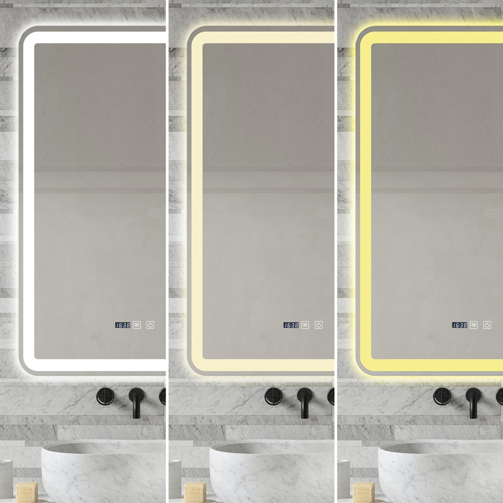 Oglinda LED 60x90cm Functie Dezaburire, Ceas si Trei Lumini J168