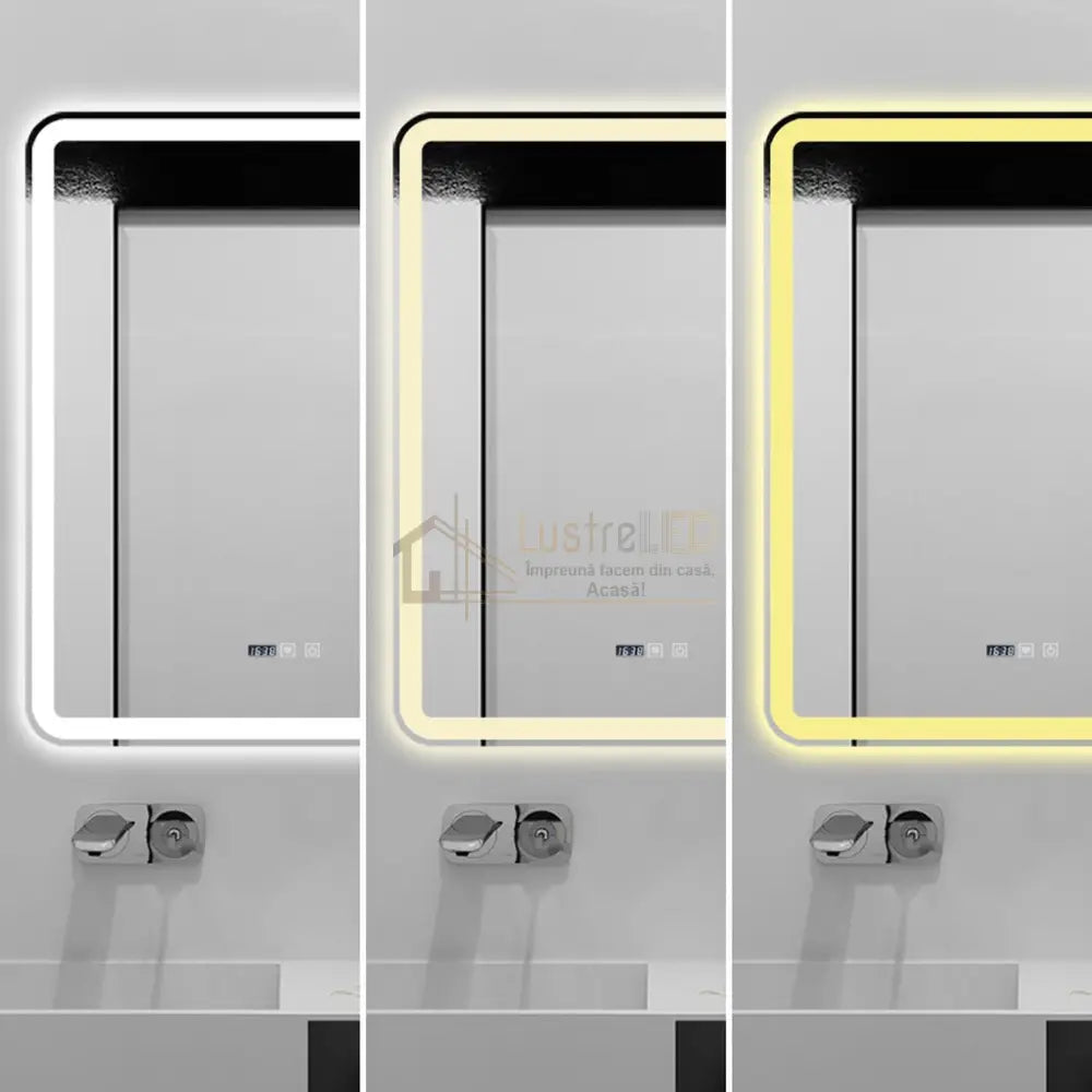 Oglinda Led 75X90Cm Functie Dezaburire Ceas Si Trei Lumini J169 Led Mirror