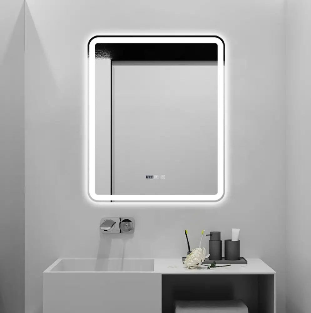 Oglinda Led 75X90Cm Functie Dezaburire Ceas Si Trei Lumini J169 Led Mirror