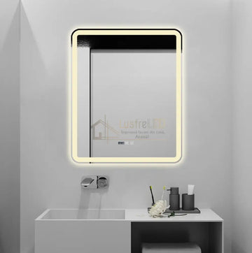 Oglinda LED 75x90cm Functie Dezaburire, Ceas si Trei Lumini J169