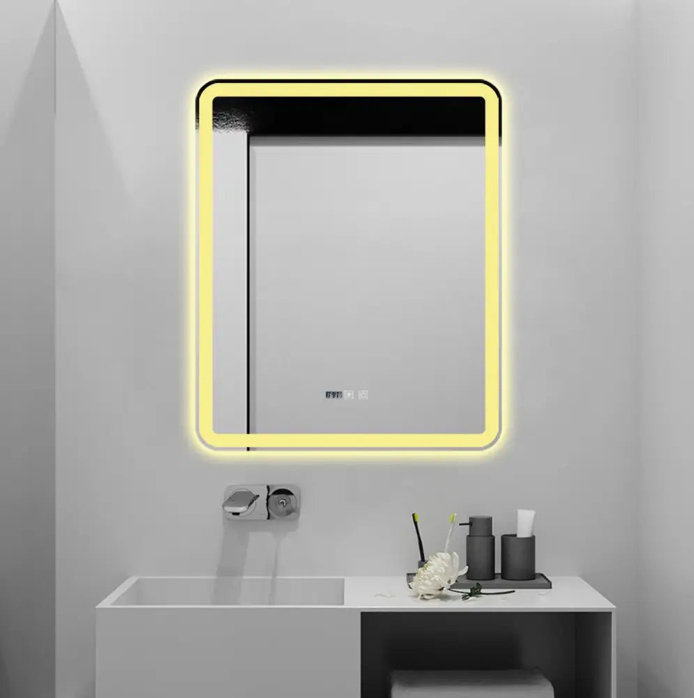 Oglinda Led 75X90Cm Functie Dezaburire Ceas Si Trei Lumini J169 Led Mirror