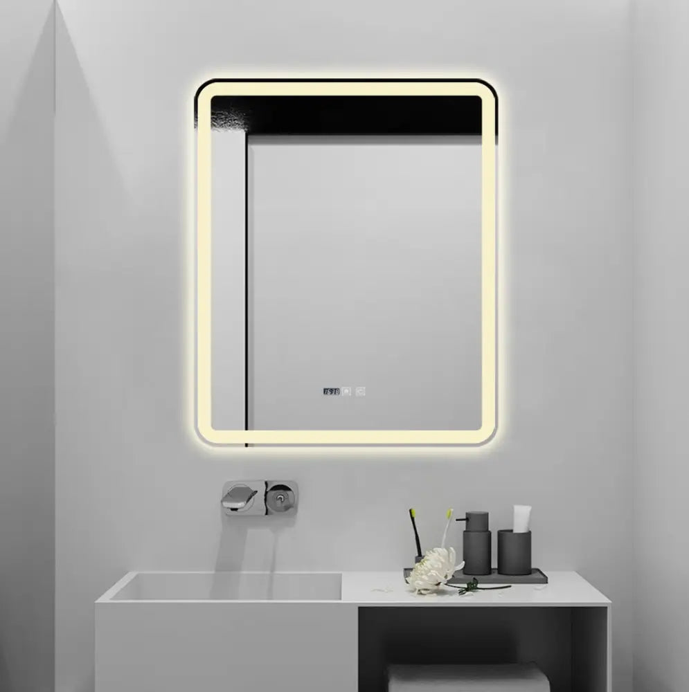 Oglinda Led 75X90Cm Functie Dezaburire Ceas Si Trei Lumini J169 Led Mirror