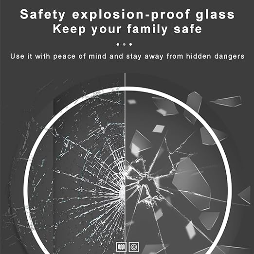 Oglinda LED Rotunda 80cm Functie Dezaburire, Touch, Doua Lumini si Ceas J170