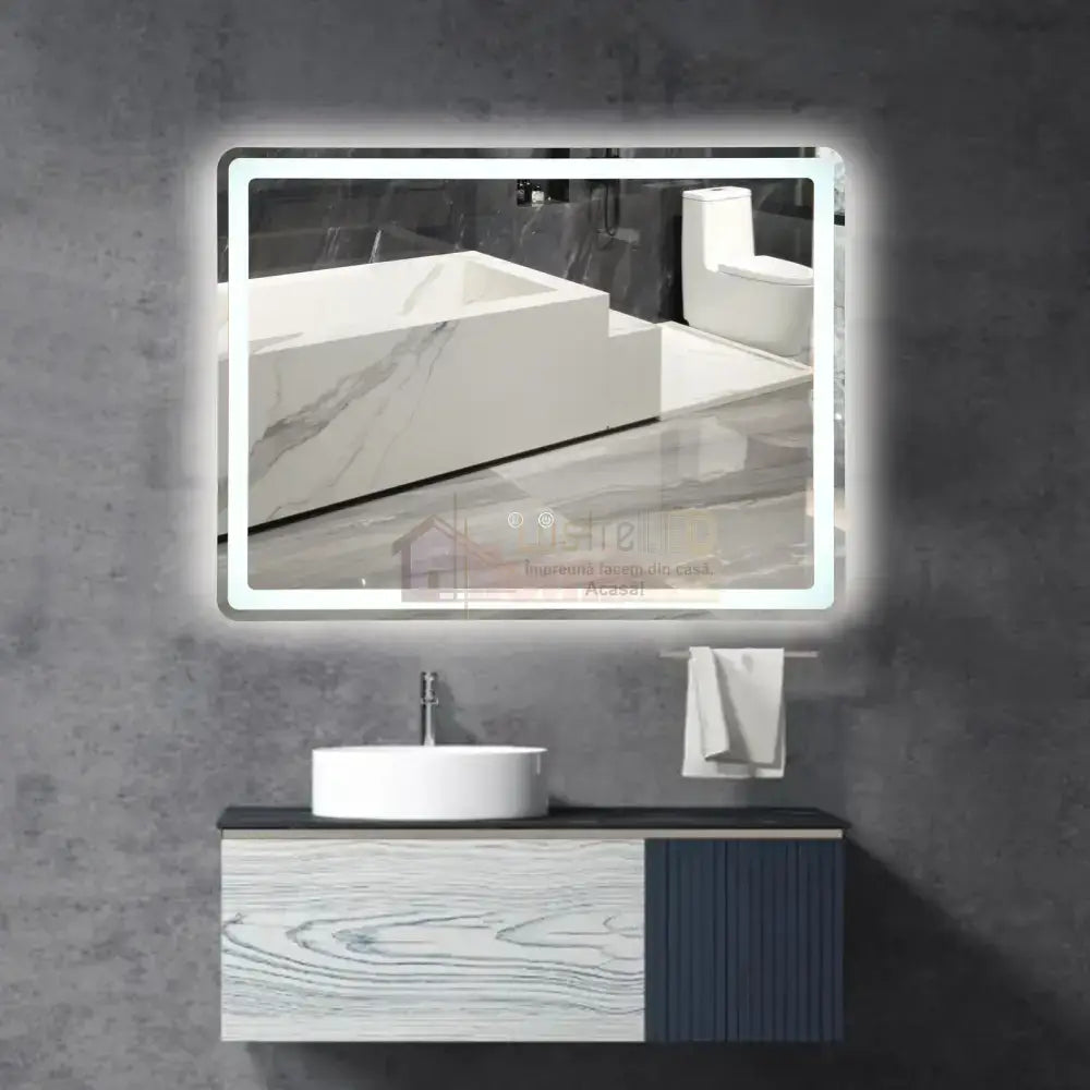 Oglinda Led 80X60Cm 3 Lumini Dezaburire Si Touch Od037Y Mirror