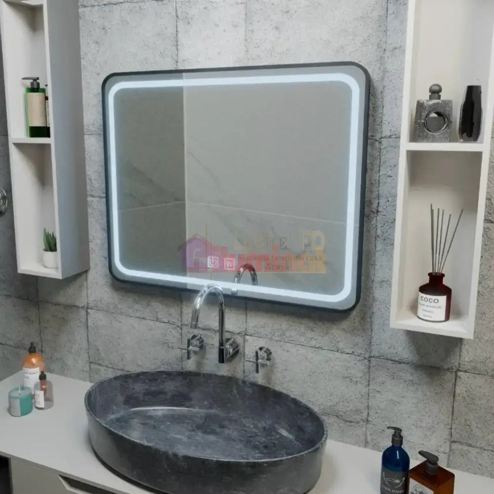 Oglinda LED 80x60cm Functie Dezaburire si Touch NEAGRA / 80X60CM LED MIRROR