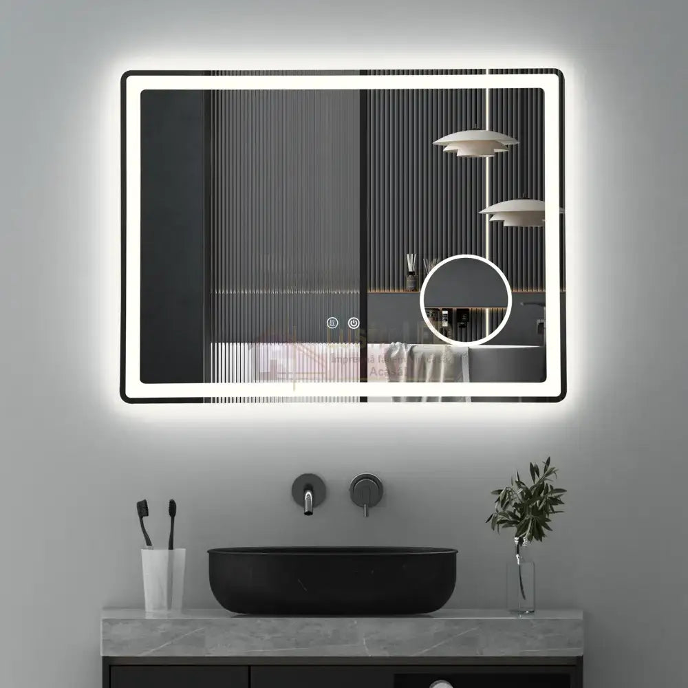 Oglinda Led 80X60Cm Lupa 3 Lumini Dezaburire Si Touch Od023 Mirror