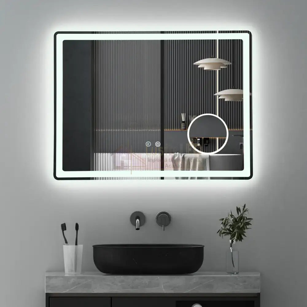 Oglinda Led 80X60Cm Lupa 3 Lumini Dezaburire Si Touch Od023 Mirror