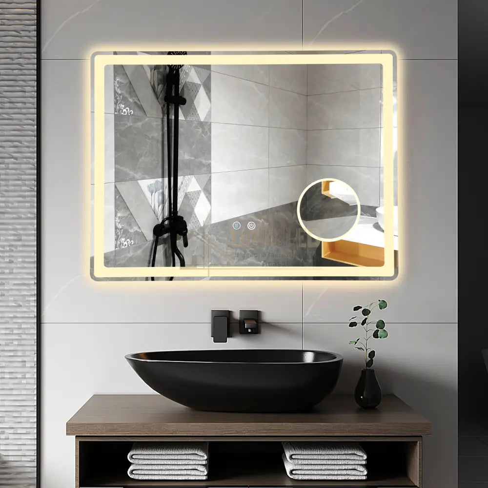 Oglinda Led 80X60Cm Lupa 3 Lumini Dezaburire Si Touch Od023 Led Mirror