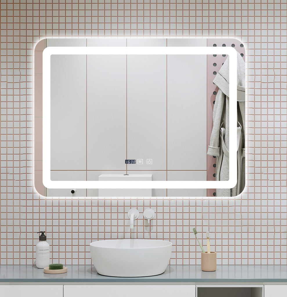 Oglinda LED 80x60cm Functie Dezaburire, Ceas si Touch J50