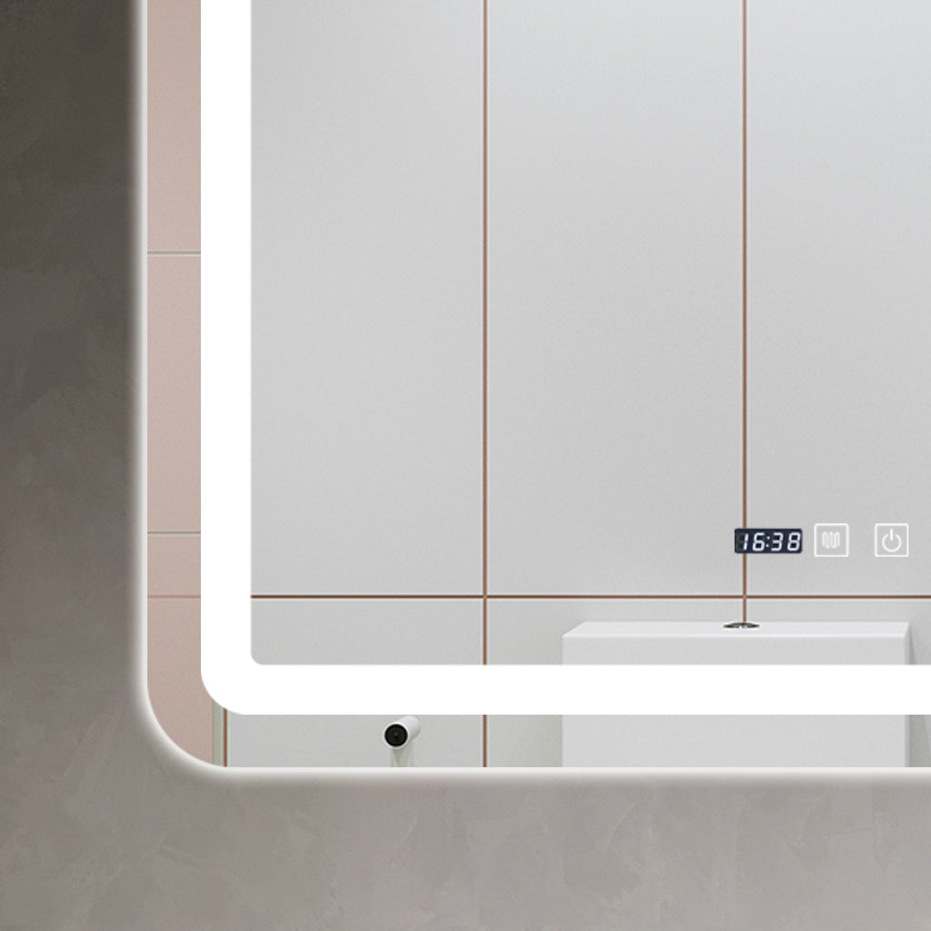 Oglinda LED 80x60cm Functie Dezaburire, Ceas si Touch J50