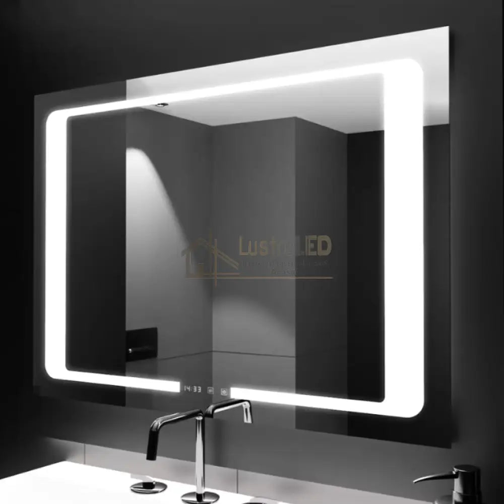 Oglinda Led 90X60Cm Cu Functie Dezaburire Touch Senzor Si Ceas W32 Led Mirror