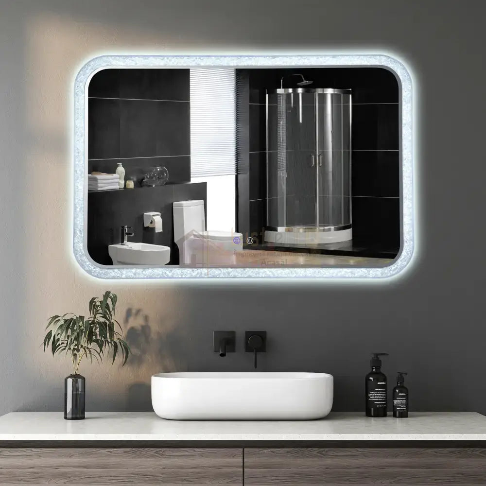 Oglinda Led 98X65Cm 3 Lumini Dezaburire Si Touch Od052 Mirror