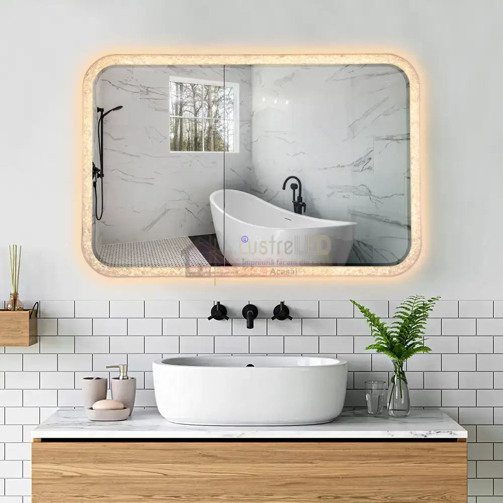 Oglinda Led 98X65Cm 3 Lumini Dezaburire Si Touch Od052 Mirror