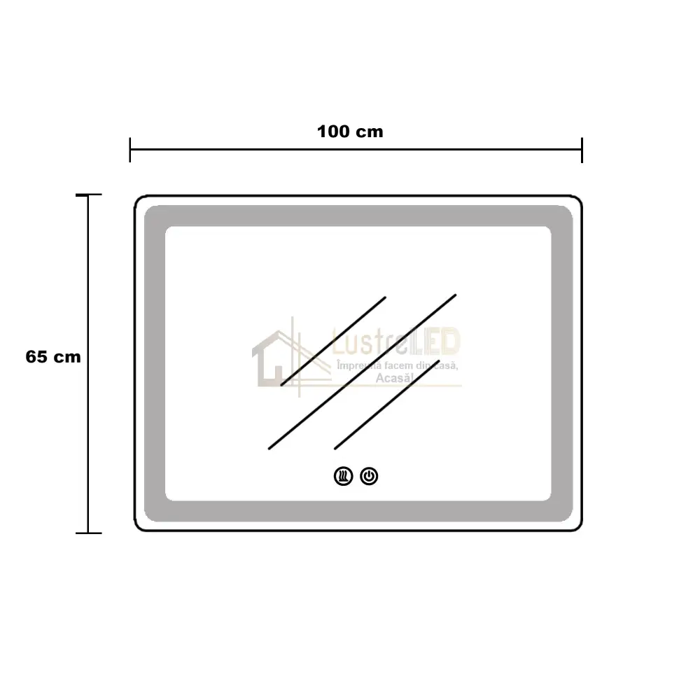Oglinda Led 98X65Cm 3 Lumini Dezaburire Si Touch Od052 Led Mirror