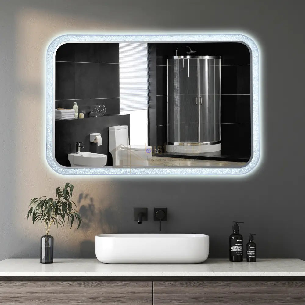 Oglinda Led 98X65Cm 3 Lumini Dezaburire Si Touch Od052 Led Mirror