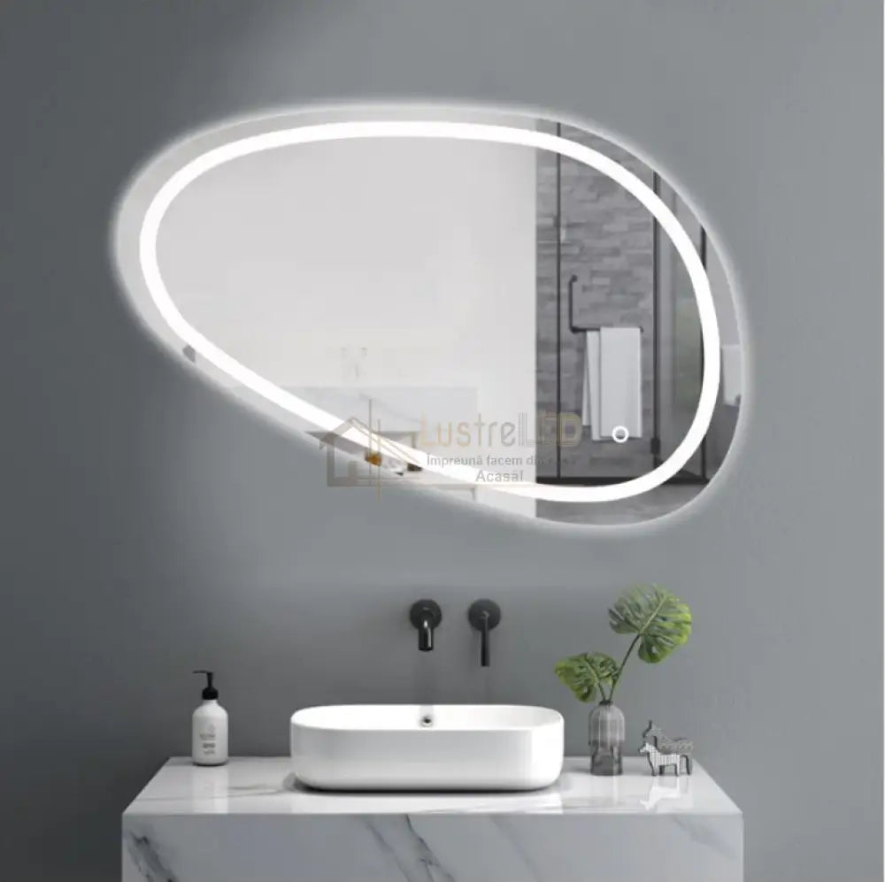 Oglinda Led Asimetrica 80X45Cm Functie Dezaburire Si Touch J18 Led Mirror