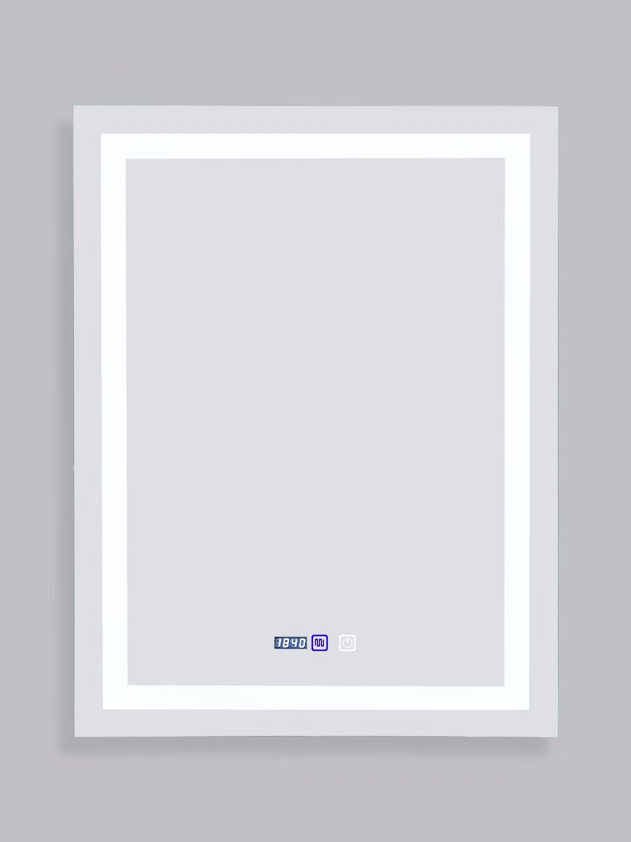 Oglinda LED Dreptunghiulara cu Ceas 60x80cm Functie Dezaburire si Touch J09