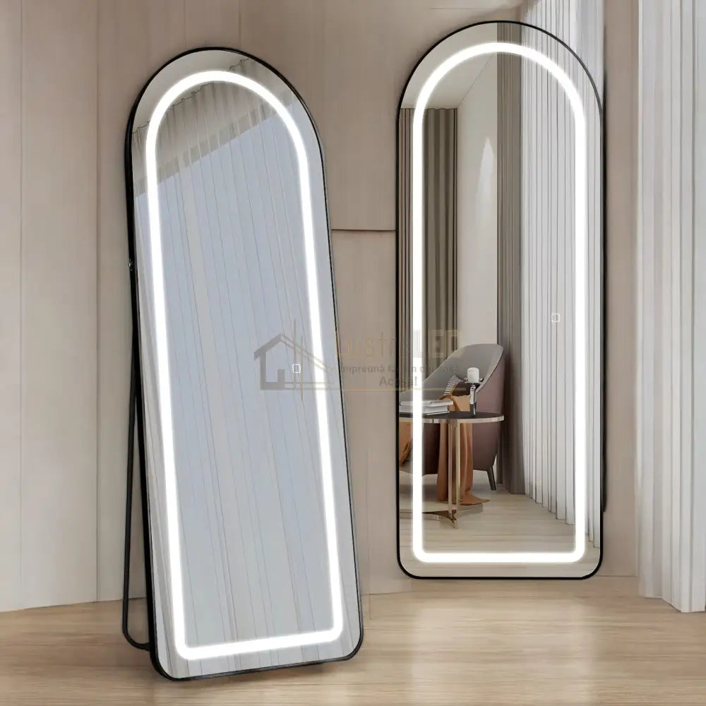 Oglinda Led Cu Touch 50X160Cm Floor Standing Black Arque Led Mirror