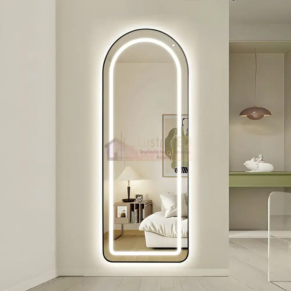 Oglinda Led Cu Touch 50X160Cm Floor Standing Black Arque Mirror