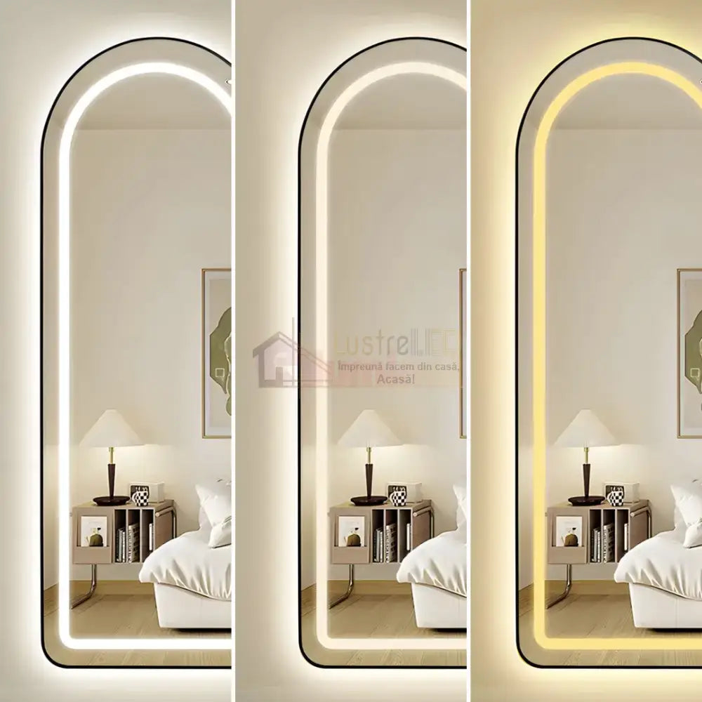 Oglinda Led Cu Touch 50X160Cm Floor Standing Black Arque Mirror