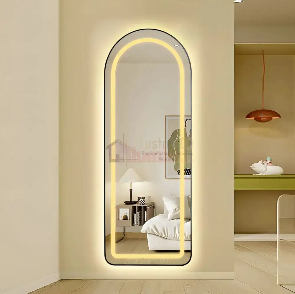 Oglinda Led Cu Touch 50X160Cm Floor Standing Black Arque Mirror