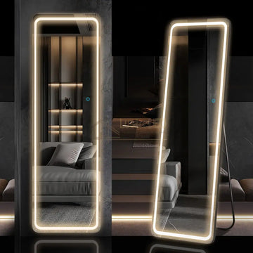 Oglinda LED cu Touch 50x160cm Floor Standing BlacK Obtuse Angles