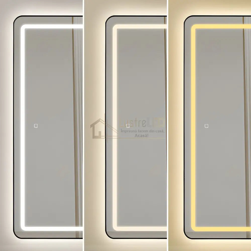Oglinda Led Cu Touch 50X160Cm Floor Standing Black Square Angles Led Mirror