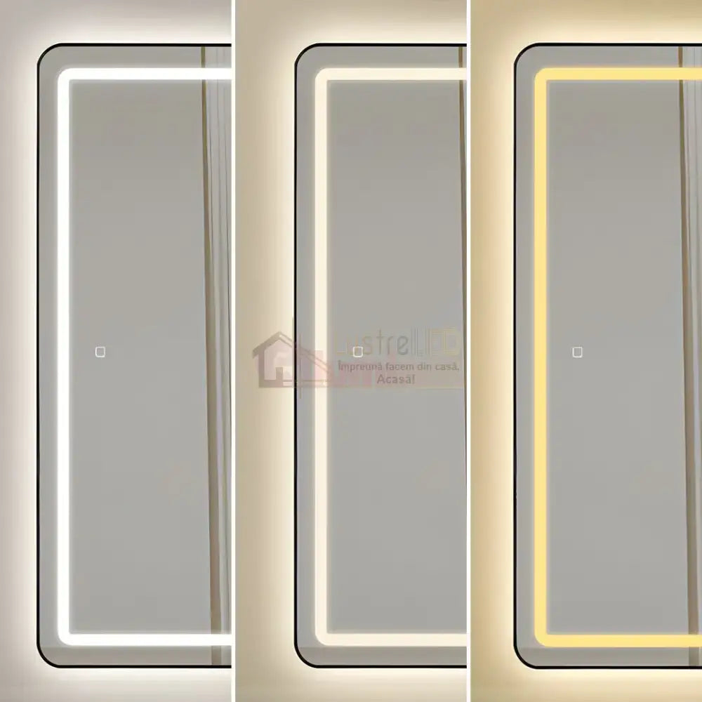 Oglinda Led Cu Touch 50X160Cm Floor Standing Black Square Angles Mirror