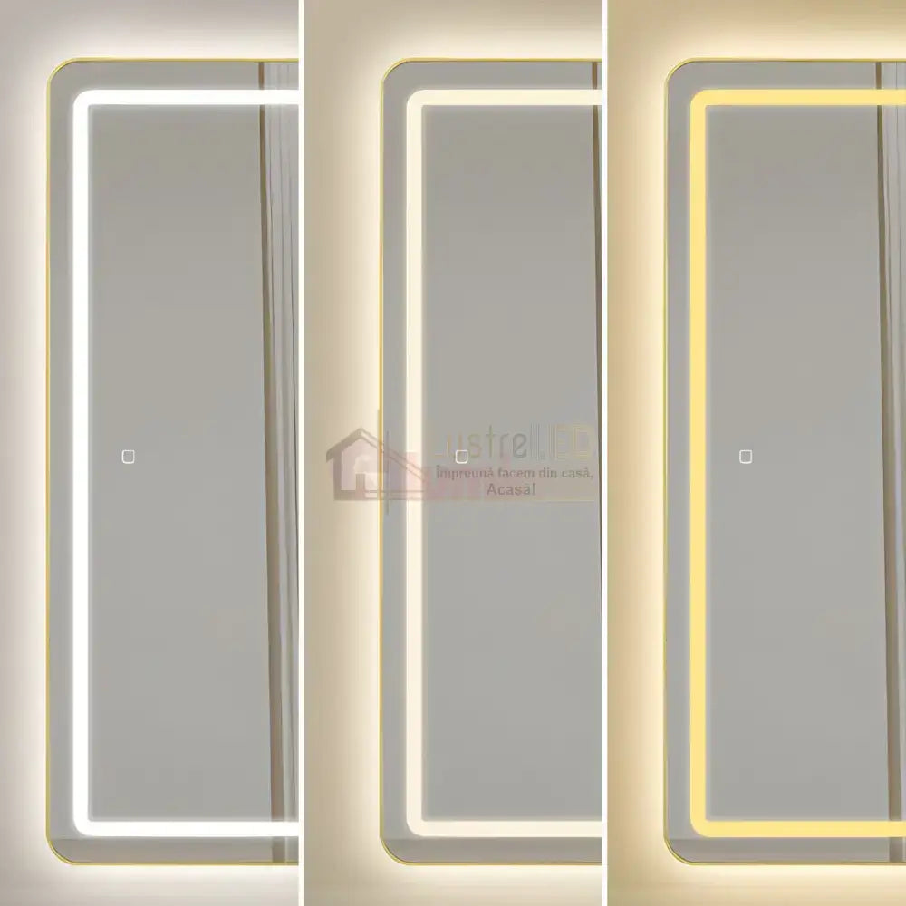 Oglinda Led Cu Touch 50X160Cm Floor Standing Gold Obtuse Angles Mirror
