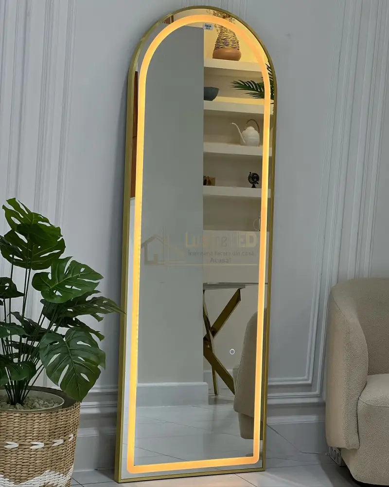 Oglinda Led Cu Touch 50X160Cm Floor Standing Golden Arque Led Mirror