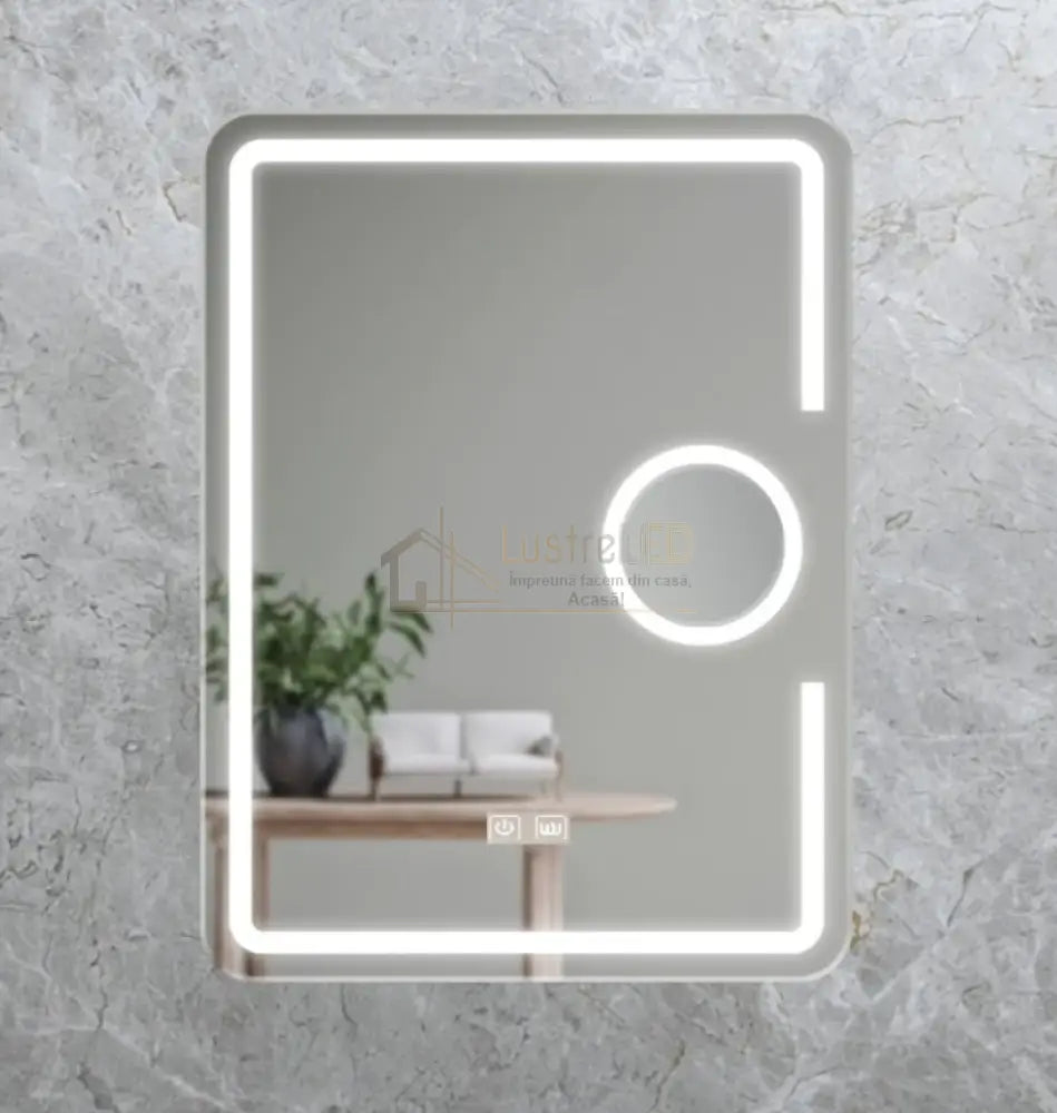 Oglinda Led Dreptunghiulara Cu Lupa 80X60Cm Functie Dezaburire Si Touch J15 Led Mirror