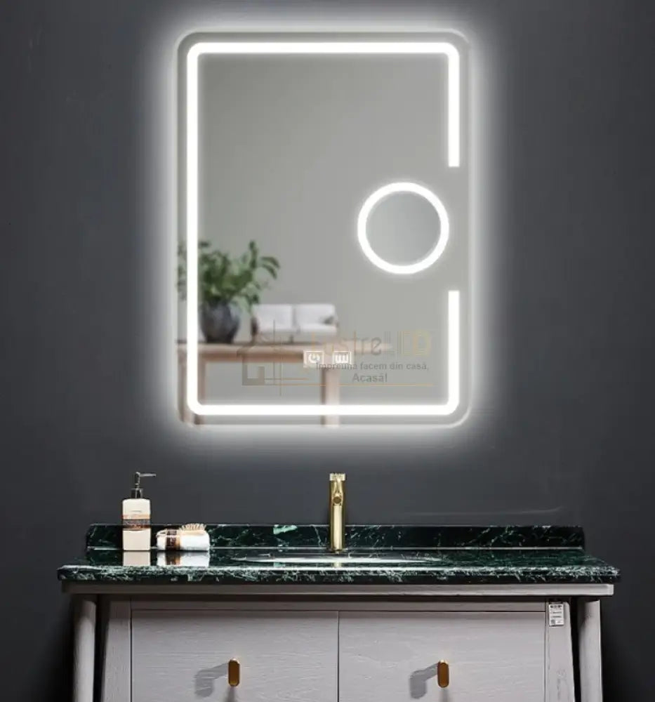 Oglinda Led Dreptunghiulara Cu Lupa 80X60Cm Functie Dezaburire Si Touch J15 Led Mirror