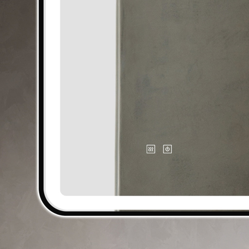 Oglinda LED 50x70cm Rama Neagra cu Dezaburire si Touch J35