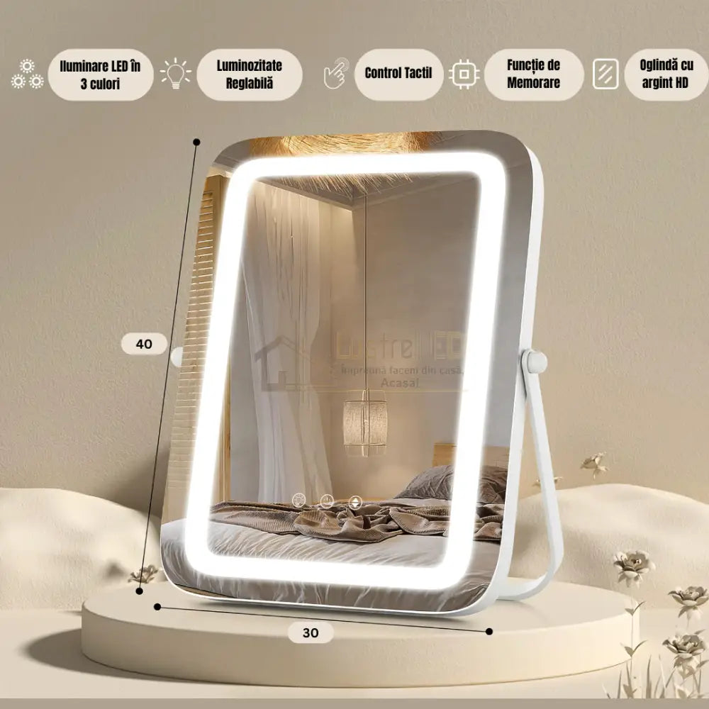 Oglinda LED MAKE-UP Golden Beauty 46cm, 3 Lumini Control Prin Gesturi (Copy) lustreled.ro