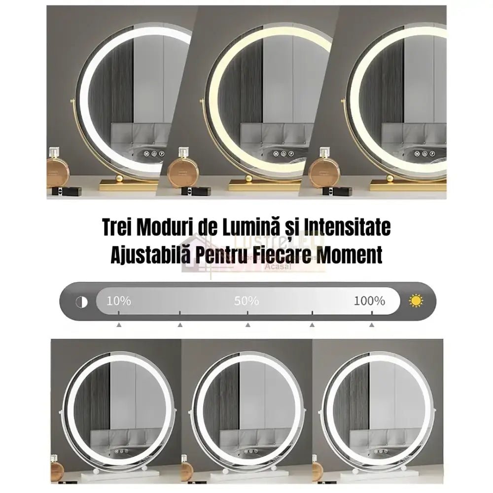 Oglinda LED Machiaj OD08 30x30CM ALBA / 30CM LED MIRROR