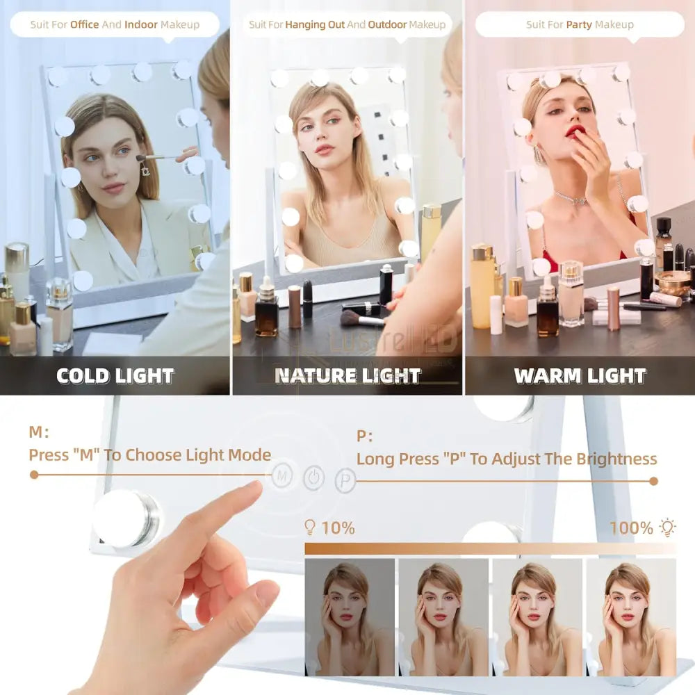 Oglinda Led Makeup Hollywood Star 46Cm 3 Lumini Led Mirror