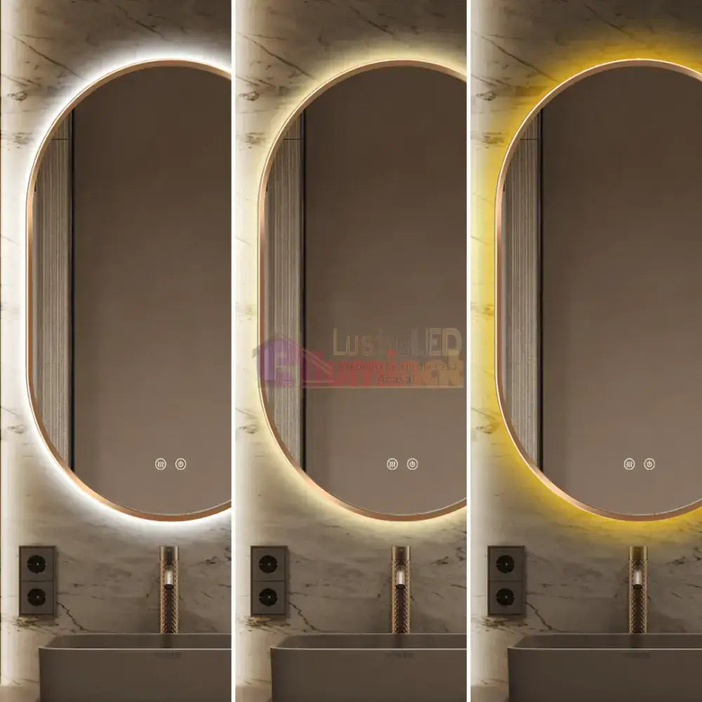 Oglinda LED si TOUCH Ovala 50x80cm Functie Dezaburire GOLD lustreled.ro