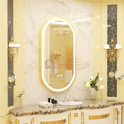 Oglinda LED Ovala 50x80cm Rama Aurie Senzor Dezaburire 3 Lumini Temperatura si Ceas W25 AURIE / 50X80CM LED MIRROR
