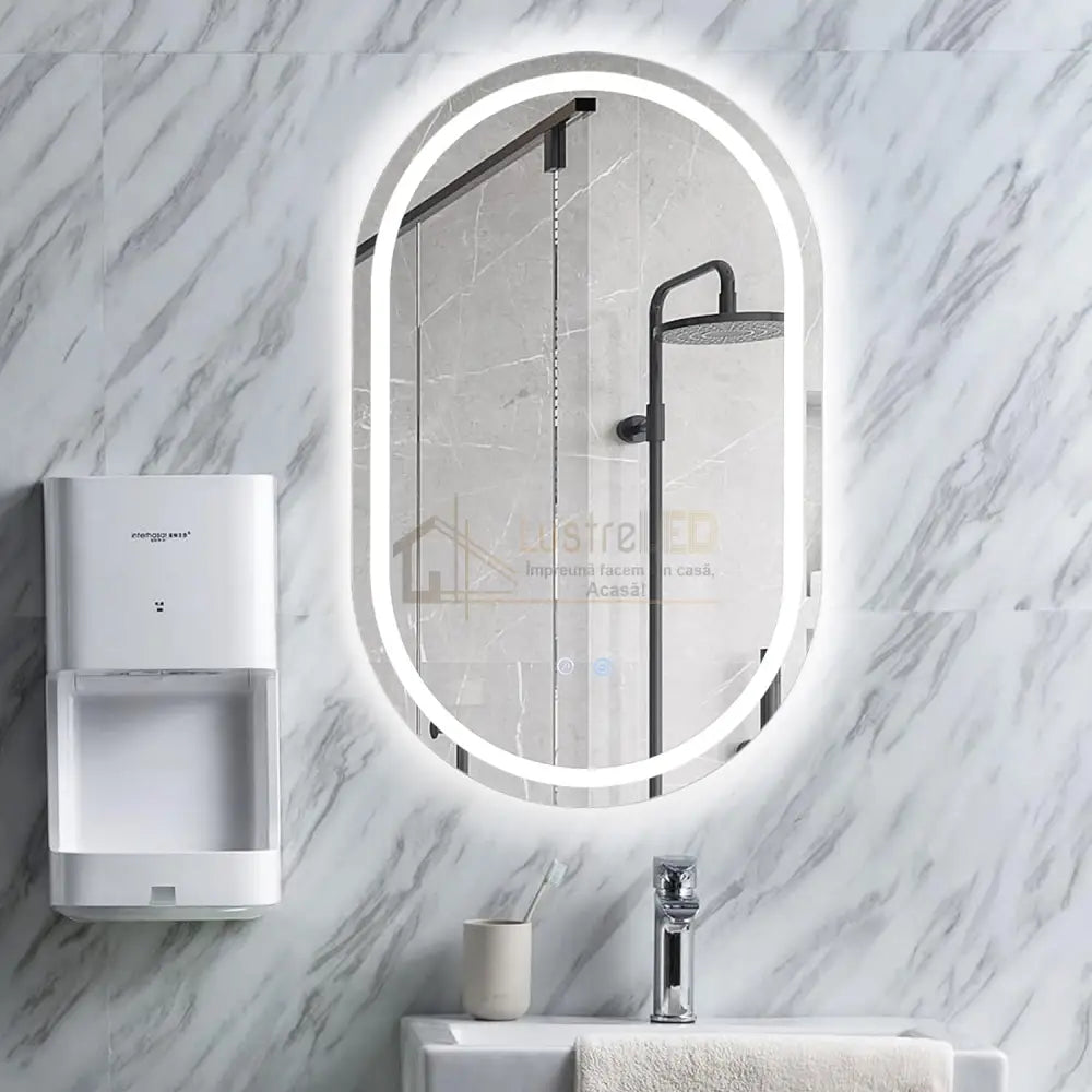 Oglinda Led Ovala 60X78Cm Functie Dezaburire Si Touch M06S Led Mirror