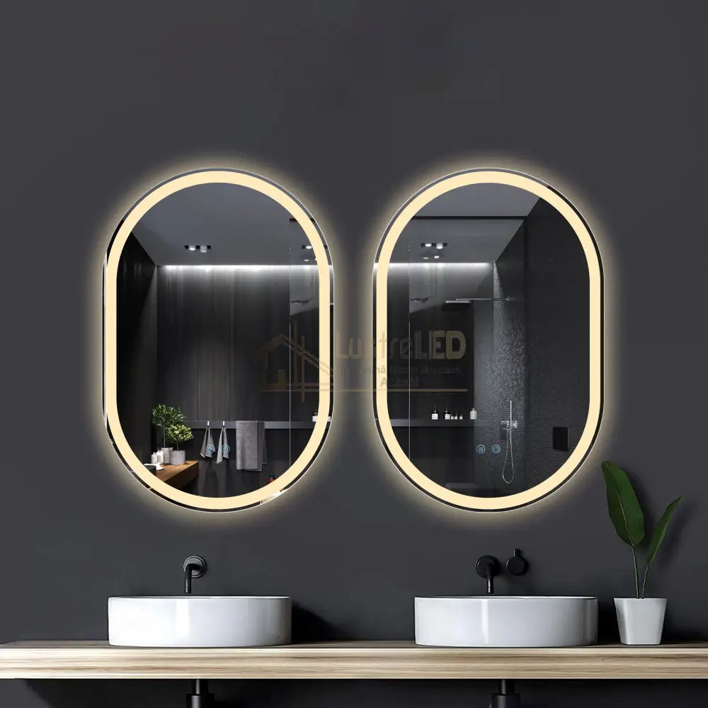 Oglinda Led Ovala 60X90Cm 3 Lumini Dezaburire Si Touch Od061 Led Mirror