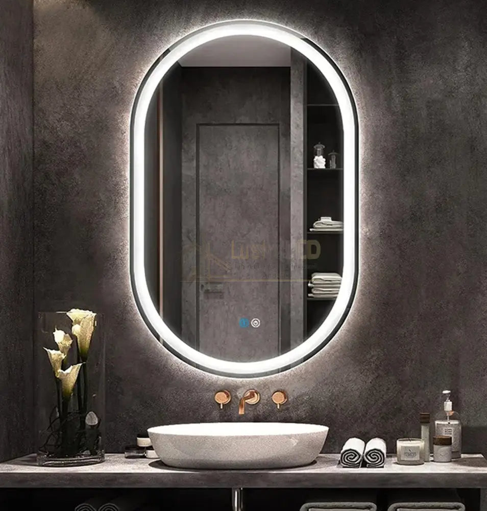 Oglinda Led Ovala 60X90Cm 3 Lumini Dezaburire Si Touch Od061 Led Mirror