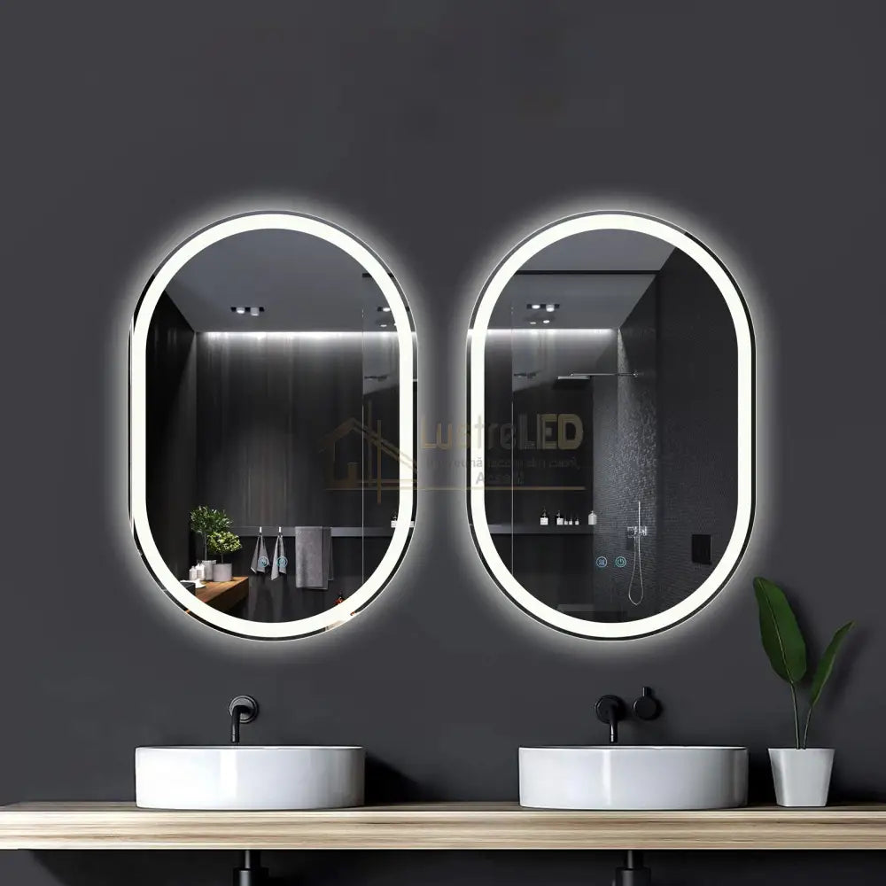 Oglinda Led Ovala 60X90Cm 3 Lumini Dezaburire Si Touch Od061 Led Mirror