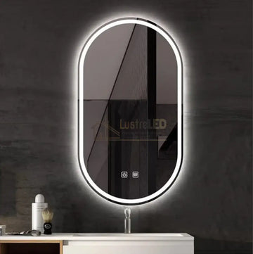 Oglinda LED Ovala Cu Doua Lumini 50x80cm Functie Dezaburire si Touch J-120