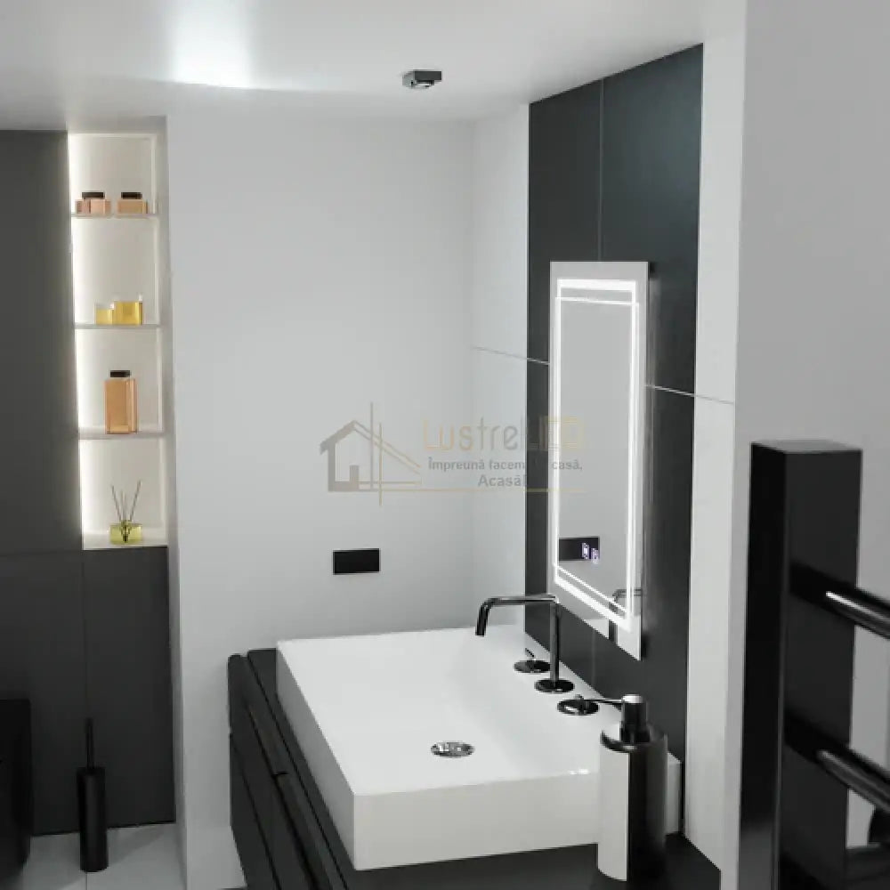 Oglinda LED Rectangulara, 50x70cm Touch, Sistem Dezaburire lustreled.ro